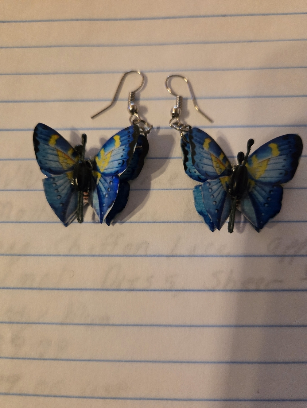 3D Butterfly Earrrings Blue And Yellow Jewelry